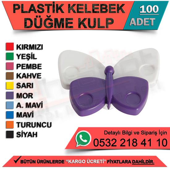 Plastik Kelebek Düğme Kulp Kırmızı (100 Adet)